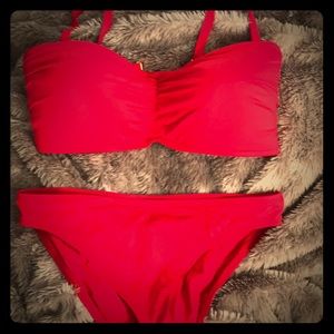 Worn once LA BLANCA red two piece swimsuit